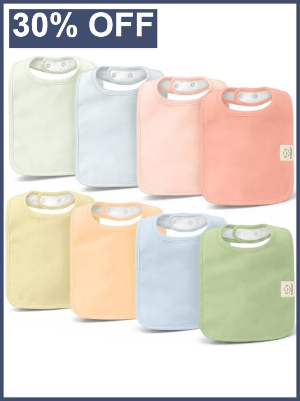 Organic Cotton Drool Bibs Set of 8 Super Absorbent Baby Gift Adjustable Snap